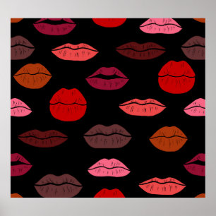 Lip print, rosa Küsse. Poster