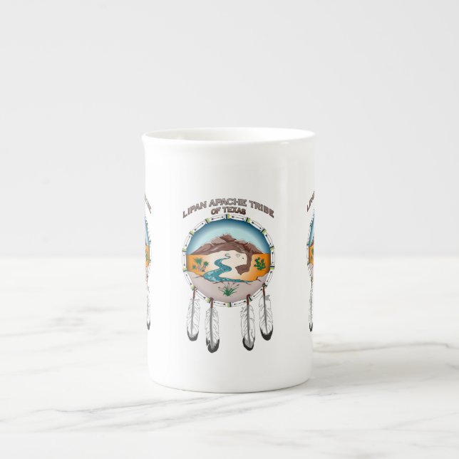 Lipan Apache Stamm der Texas-Knochen-China-Tasse Prozellantasse (Vorderseite)