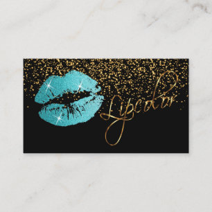 Lipcolor mit Gold Confetti und Hübsche Aquamarine  Visitenkarte