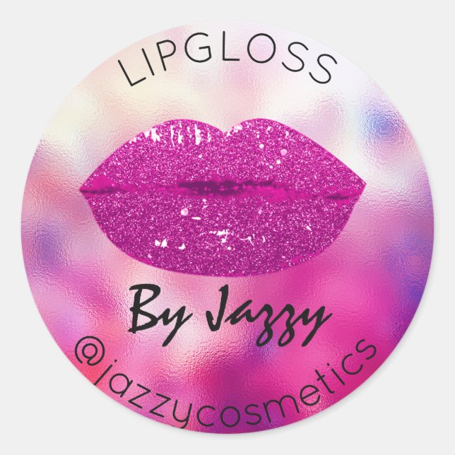 Lipgloss by Makeup Artist Pink Produktwerbung Runder Aufkleber (Vorderseite)