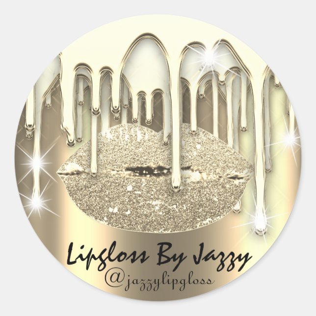 Lipgloss Makeup Golden Tropfens Packaging Spark Runder Aufkleber (Vorderseite)