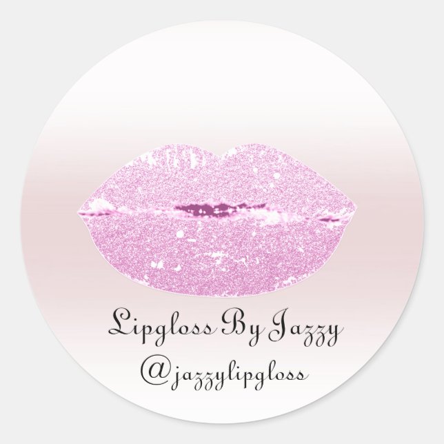Lipgloss Makeup Packaging Vielen Dank Pink Glitzer Runder Aufkleber (Vorderseite)