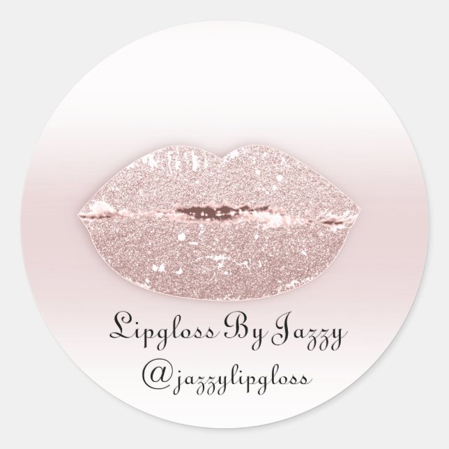 Lipgloss Makeup Packing Rose Blush Girly Glitzer Runder Aufkleber (Vorderseite)