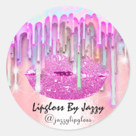 Lipgloss Makeup-Tropfen, die rosa Tropfen verpacke Runder Aufkleber