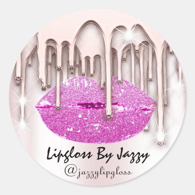 Lipgloss Makeup-Tropfen, die Rose verpacken Runder Aufkleber (Vorderseite)