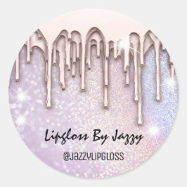 Lipgloss Makeup Tropfen Packen Rose GlitterPurple Runder Aufkleber
