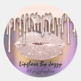 Lipgloss Makeup Tropfen Packen Tropfen Rose Lila Runder Aufkleber