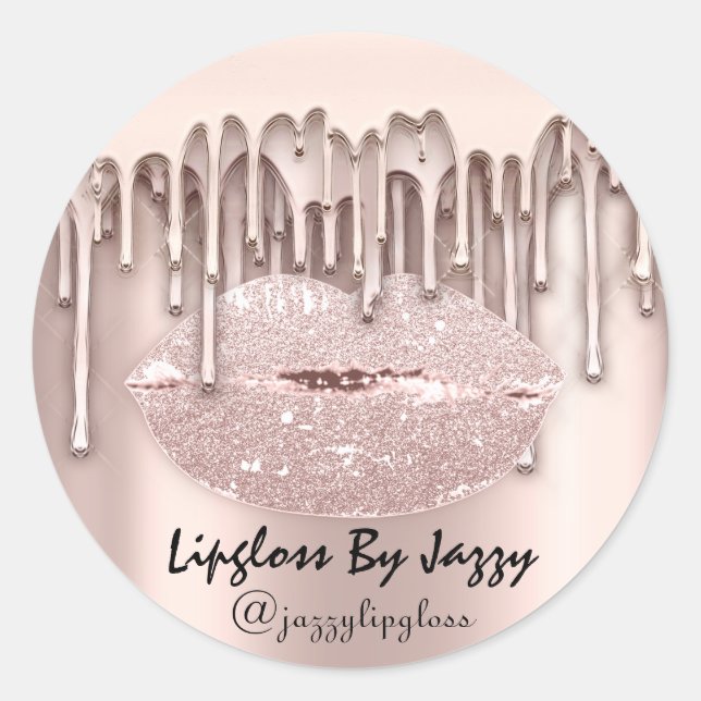 Lipgloss Makeup Tropfen Packen Tropfen Rose Runder Aufkleber (Vorderseite)