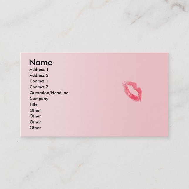 Lippen auf rosa Geschäft Visitenkarte (Vorderseite)