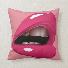 Lippen der Frau in Magenta Kissen
