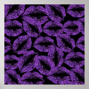 Lippen des lila Glitzer Poster
