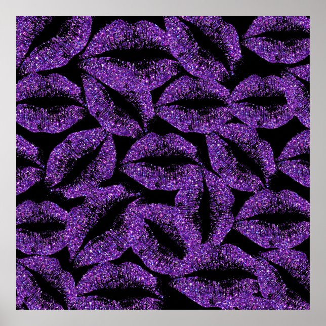 Lippen des lila Glitzer Poster (Vorne)