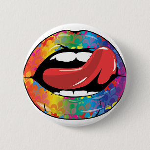Lippen Fleur De Rainbow Licking Button