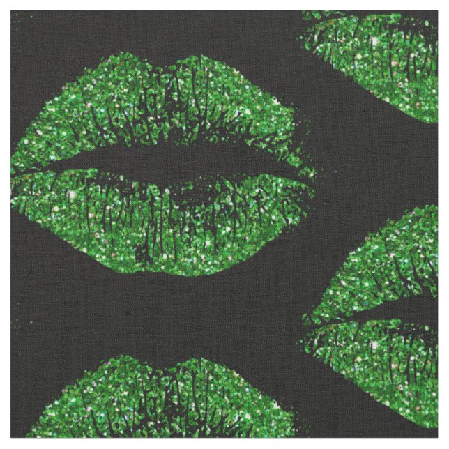 Lippen für grünen Glitzer Stoff (Nahaufnahme)