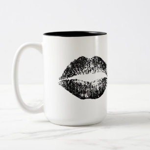 Lippen für schwarze Glitzer Zweifarbige Tasse