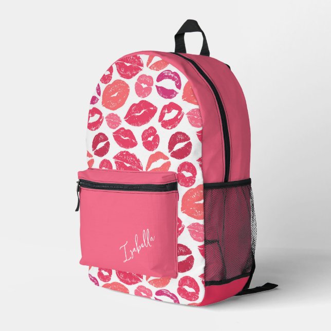 Lippen Kiss Print Cut Nähtasche Bedruckter Rucksack (Rückseitige Ecke Rechts)
