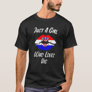 Lippen Liebe Kroatien Flagge Vis T-Shirt