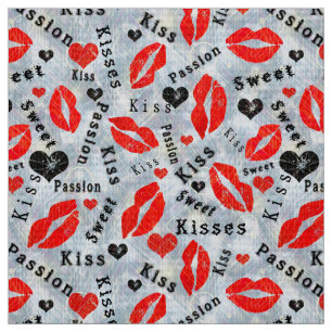 Lippen, Lippenstift-Drucke, Kuss. Stoff