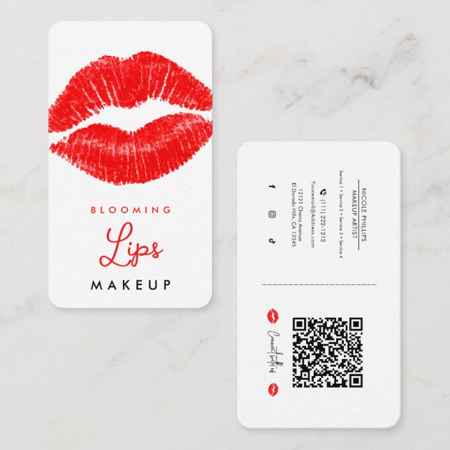 Lippen Lipstick Lippenstift Makeup Social Media Visitenkarte (Vorne/Hinten)