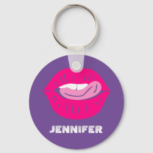 Lippen Magenta und Lila Personalisierte Schlüsselanhänger
