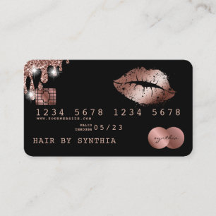 Lippen Makeup Lipstick Kreditkarte Stilvolle Rose  Visitenkarte