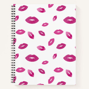 Lippen mit rosa Glitzer Notizbuch