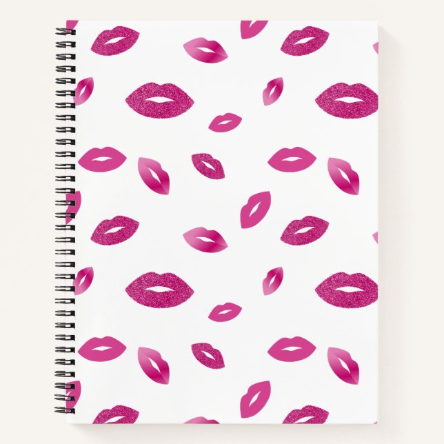 Lippen mit rosa Glitzer Notizbuch (Vorderseite)