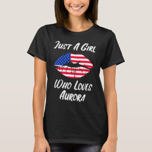 Lippen Mouth Liebe American Flag Aurora T-Shirt