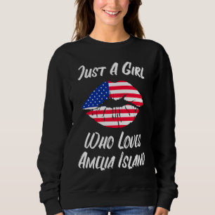 Lippen Mund Liebe Amerikanische Flagge Amelia Isla Sweatshirt