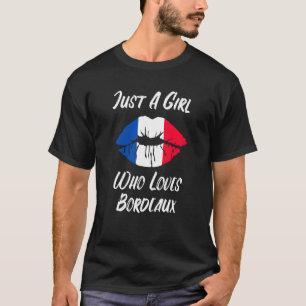 Lippen Mund Liebe Französische Flagge Bordeaux T-Shirt