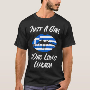 Lippen Mund Liebe Griechische Flagge Lefkada T-Shirt