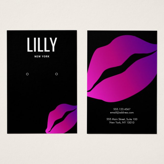 Lippen-Ohrring-Display-Karte Küssen (Vorne & Hinten)