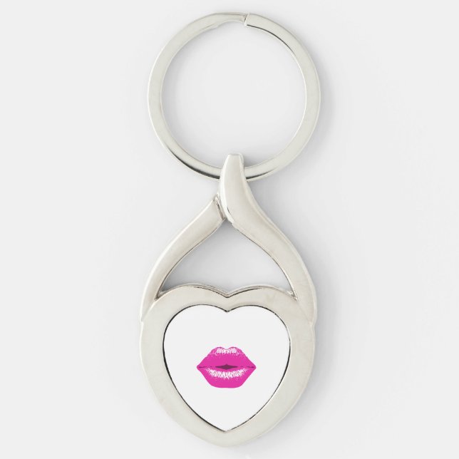 Lippen pink küssen schlüsselanhänger (Vorderseite)