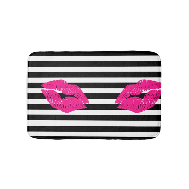 Lippen, Pinklippen, zacken Lippen, bilden Kunst, Badematte (Vorderseite)