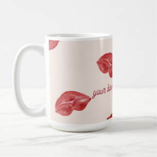 Lippen Rot auf beige Farbvalentin Kaffeetasse