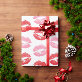 Lippen, rot und rosa, Lippenmuster, Lippenstift, K Geschenkpapier
