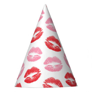 Lippen, rot und rosa, Lippenmuster, Lippenstift, K Partyhütchen