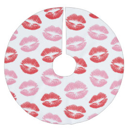 Lippen, rot und rosa, Lippenmuster, Lippenstift, K Polyester Weihnachtsbaumdecke