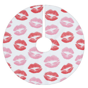 Lippen, rot und rosa, Lippenmuster, Lippenstift, K Polyester Weihnachtsbaumdecke