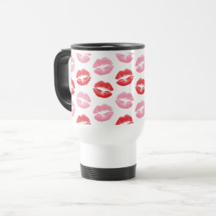 Lippen, rot und rosa, Lippenmuster, Lippenstift, K Reisebecher