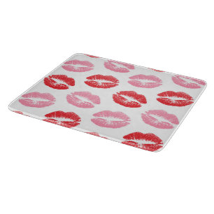 Lippen, rot und rosa, Lippenmuster, Lippenstift, K Schneidebrett