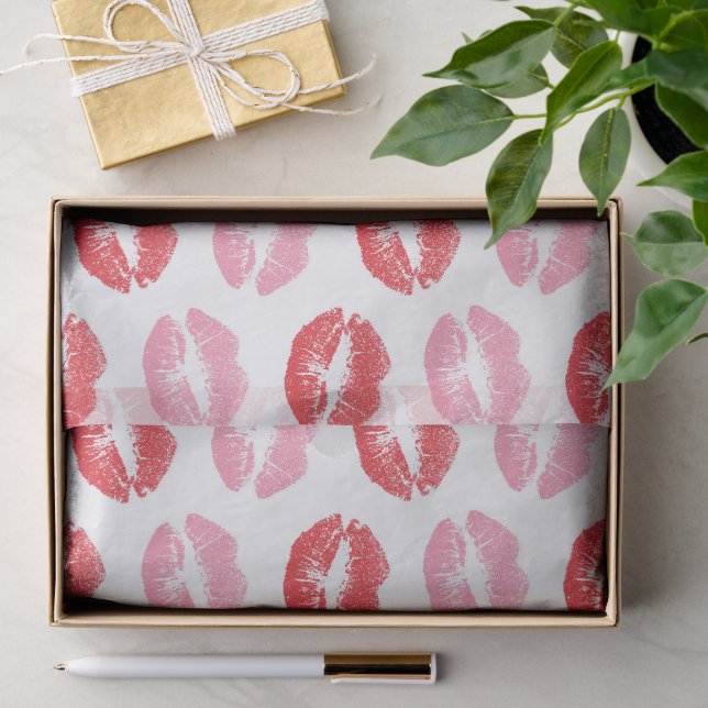 Lippen, rot und rosa, Lippenmuster, Lippenstift, K Seidenpapier (Geschenk)