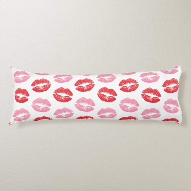 Lippen, rot und rosa, Lippenmuster, Lippenstift, K Seitenschläferkissen (Vorderseite)
