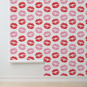 Lippen, rot und rosa, Lippenmuster, Lippenstift, K Tapete