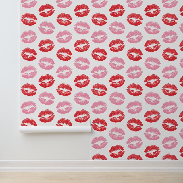 Lippen, rot und rosa, Lippenmuster, Lippenstift, K Tapete (Anwendung)