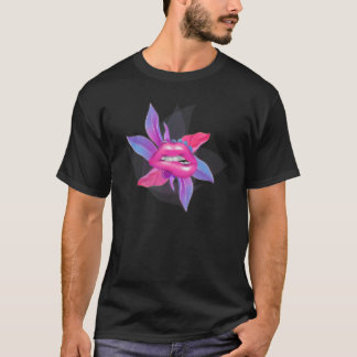 Lippen und Blätter Pink Pastel Moderne futuristisc T-Shirt