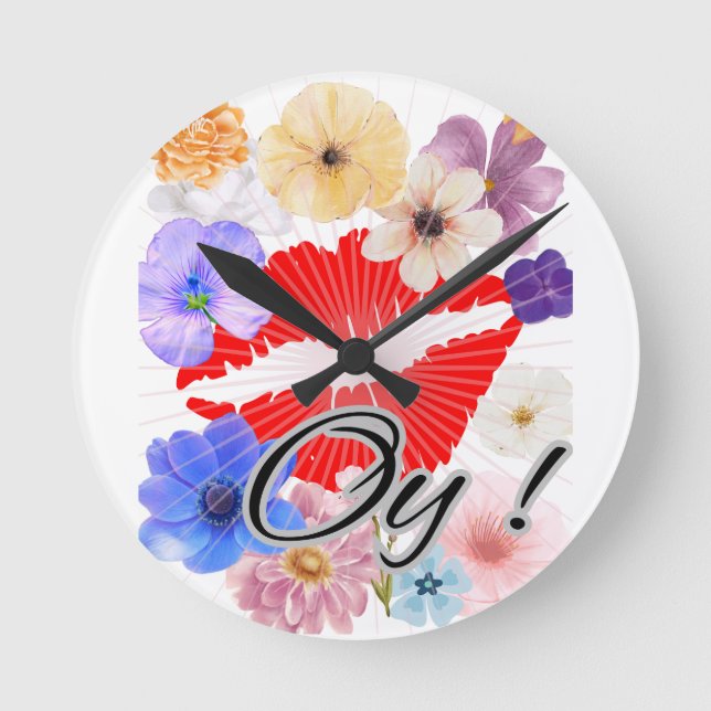 Lippen und Blume Runde Wanduhr (Vorderseite)