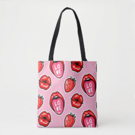 Lippen und Erdbeeren Tasche