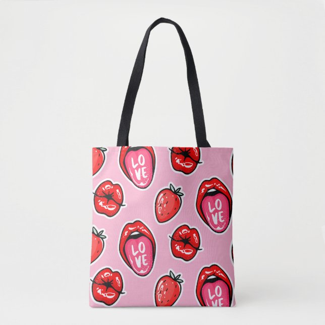 Lippen und Erdbeeren Tasche (Vorderseite)