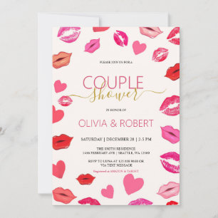 Lippen und Herzen Paar-Baby-Shower-Einladung Einladung